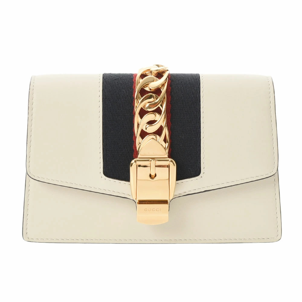 GUCCI Sylvie Chain Bag White Calfskin Shoulder